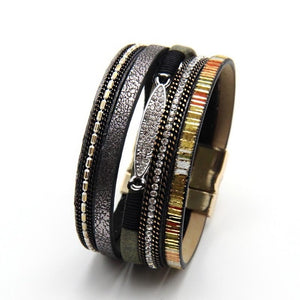 Braided leather women bracelet