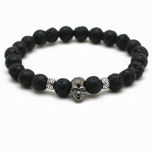 Load image into Gallery viewer, Skull black bead bracelet