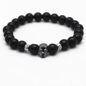 Skull black bead bracelet