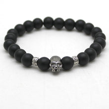 Load image into Gallery viewer, Skull black bead bracelet