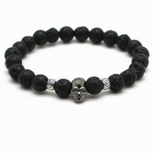 Load image into Gallery viewer, Skull black bead bracelet