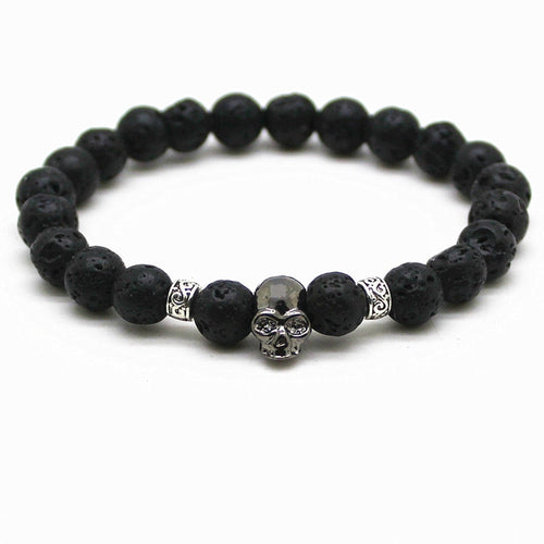 Skull black bead bracelet