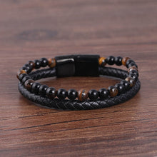 Load image into Gallery viewer, Men's Braided Leather Bracelet