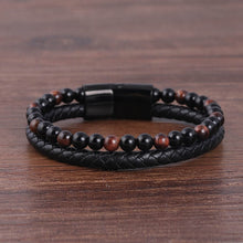 Load image into Gallery viewer, Men's Braided Leather Bracelet