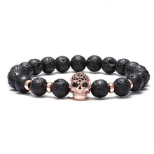 Load image into Gallery viewer, Skull black bead bracelet